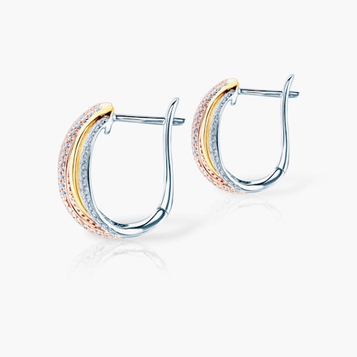 Kolczyki Savicki: trzykolorowe złoto, diamenty